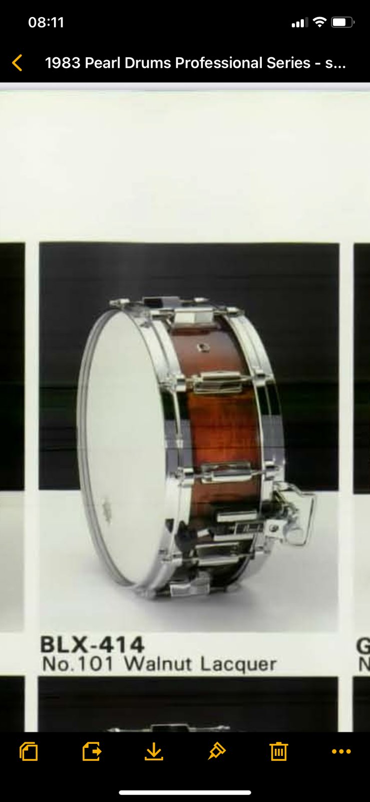 pearl BLX-414D Birch snaredrum 14x6.5 inch #101 Walnut lacquer