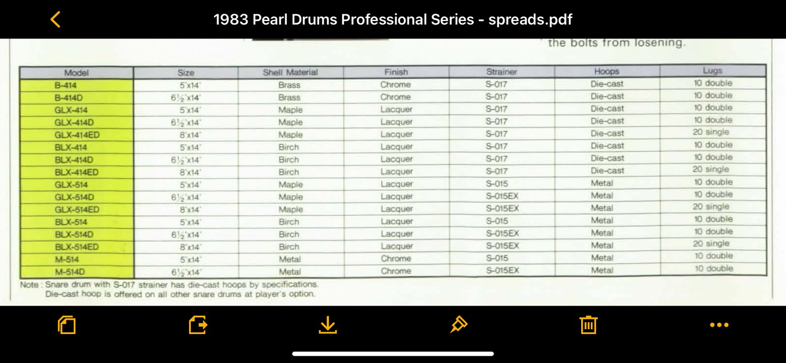 pearl BLX-414D Birch snaredrum 14x6.5 inch #101 Walnut lacquer