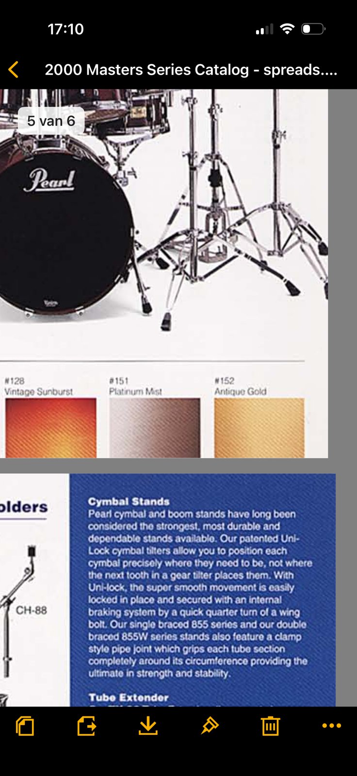 Pearl BRX Masters studio tom 8x7” #Antique Gold