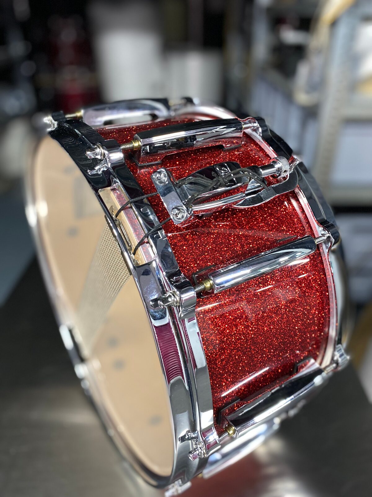 Pearl MCT-1465 Masters maple complete snare 14x6.5 inch #Vermilion sparkle