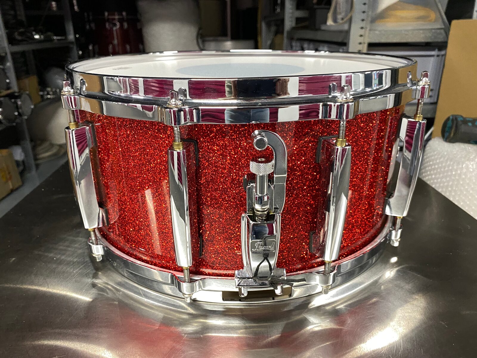 Pearl MCT-1465 Masters maple complete snare 14x6.5 inch #Vermilion sparkle