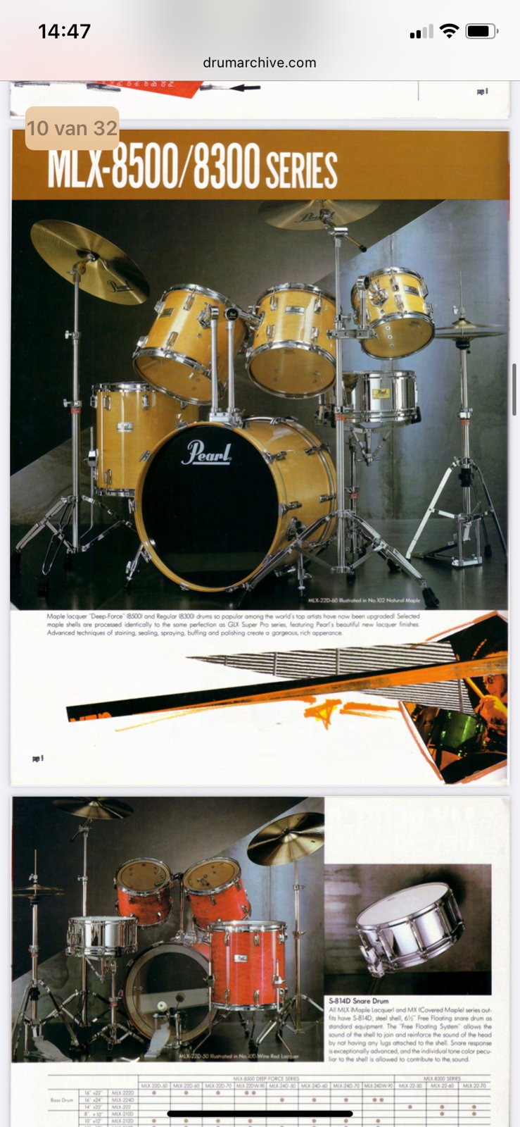 Pearl MLX-213D 1st gen tom 13x11 inch #Liquid Amber