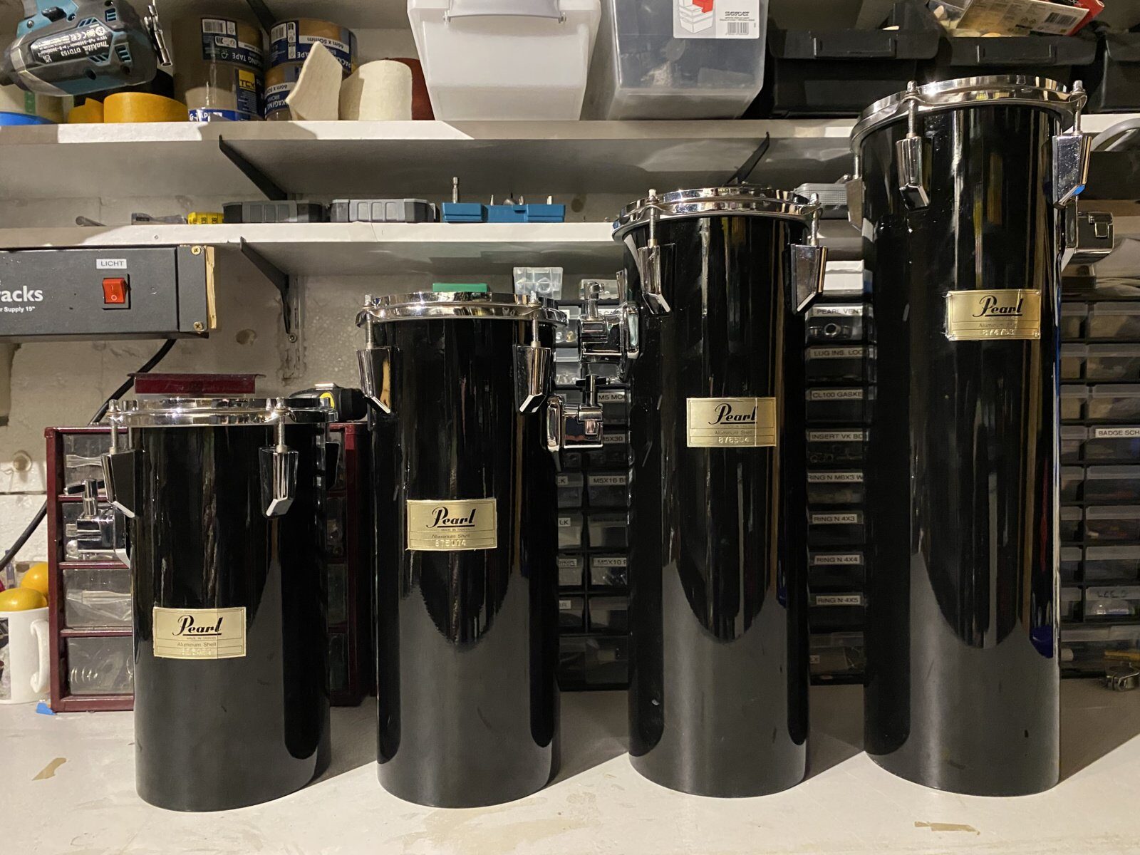 Pearl rockettoms (full set) 12-15-18-21 inch #piano black